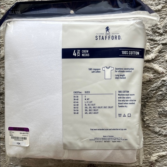 Stafford Super Soft White Crew Neck T-Shirts XXL - Picture 2 of 3